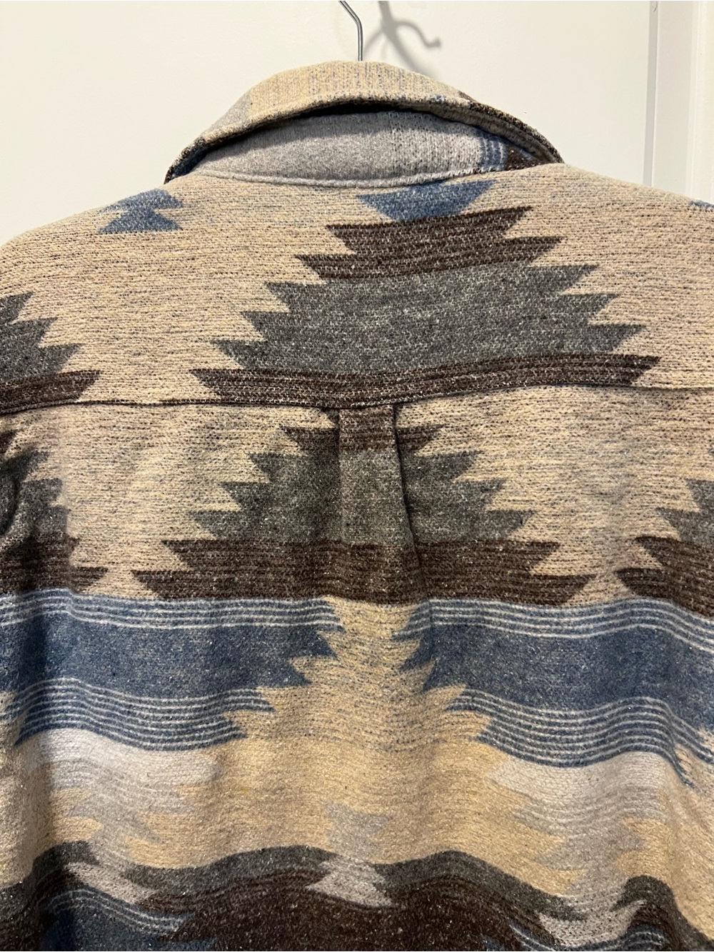 Brooklyn Cloth Aztec Pattern Sherpa-Lined Shacket - Blue, Gray, Brown - Picture 10 of 13